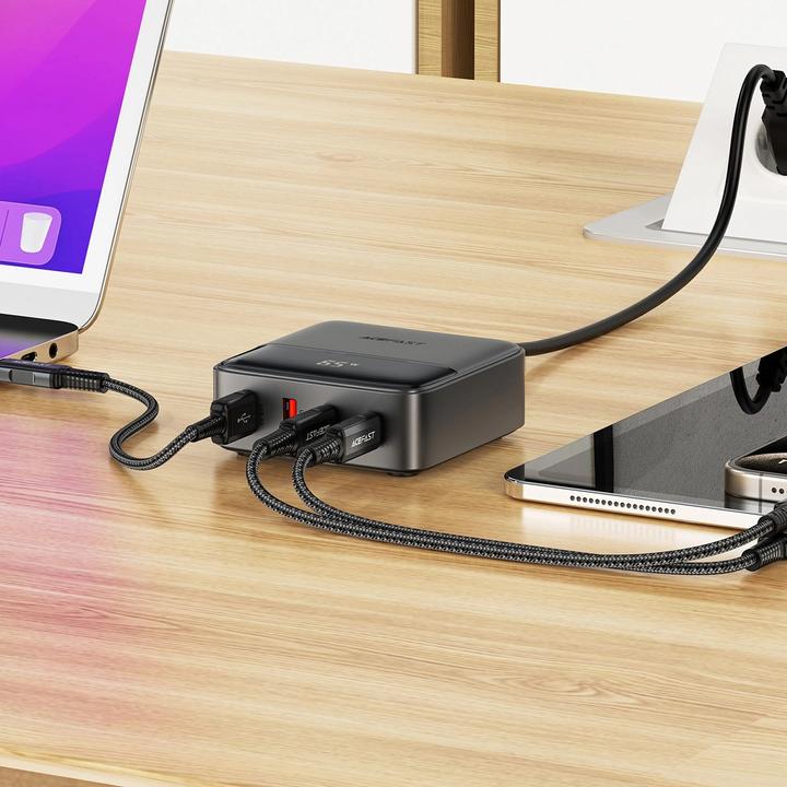 Produktbild Acefast Z6 Charger Network GaN Desktop 2x USB-A / 2x USB-C PD 65W - Black (65 W)