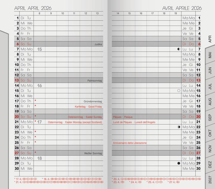Produktbild ErsatzkalendariumModell751Monats-Sichtkalender2026 (Harter Einband, Deutsch)