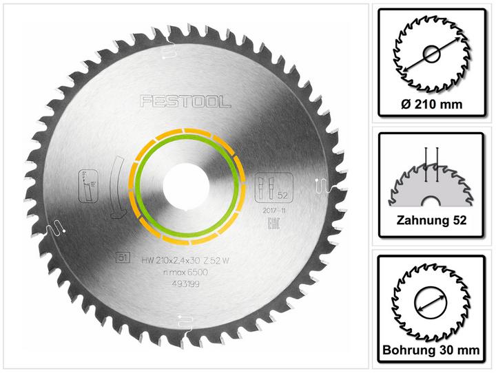 Actual product image Festool Circular saw blade HW 210x2,4x30 W52