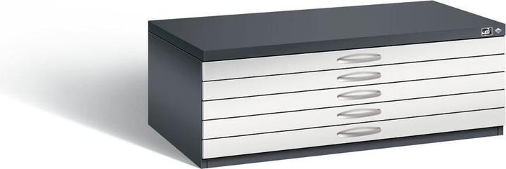 Image du produit C+P Armoire à plans, format A1, 5 tiroirs, hauteur 420 mm, gris noir / gris clair.