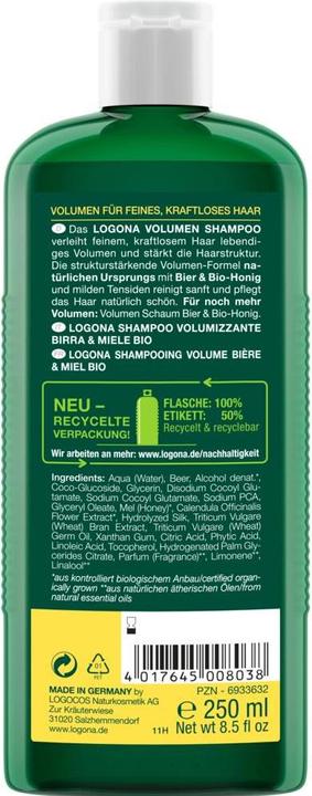 Immagine prodotto Logona Volume birra miele (250 ml, Shampoo liquido)