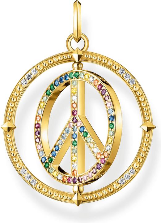 Image du produit Thomas Sabo Pendentif Signe de Paix avec Pierres Multicolores Plaqué Or (Argent 925)