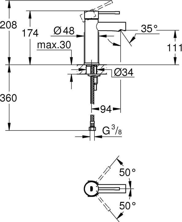 Actual product image Grohe Essence Single Hand Basin Mixer S-Size