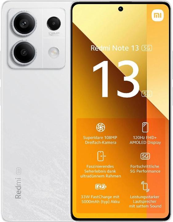 Image du produit Xiaomi Redmi Note 13 5G (256 Go, Arctic White, 6.67", Double SIM hybride, 108 Mpx, 5G)