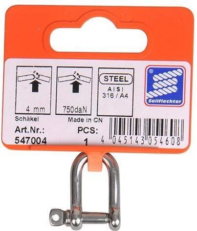 Actual product image ProPlus D-shackle 4mm, A4 RVS AISI 316, 750 daN