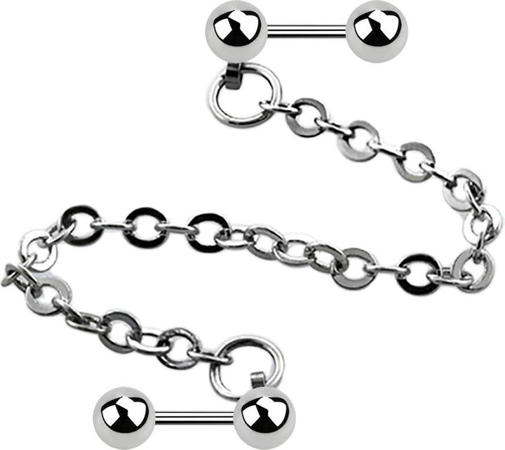 Immagine prodotto Star Piercing Micro Barbell silber mit Kugel verbunden mit Kette (Acciaio chirurgico 316L, senza ottone)