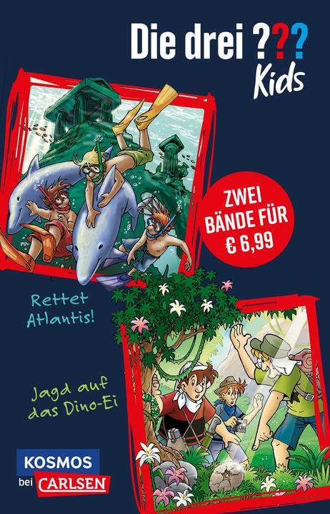 Immagine prodotto Die drei??? Kids: Doppelband. Enthält die Bände: Rettet Atlantis! / Jagd auf das Dino-Ei (Tedesco, Ulf Blanck, Stefanie Wegner, Kim Schmidt, Ben Nevis, 2022)