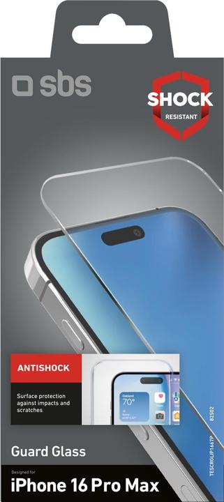 Actual product image SBS Glass display protection (1 Piece, Apple iPhone 16 Pro Max)
