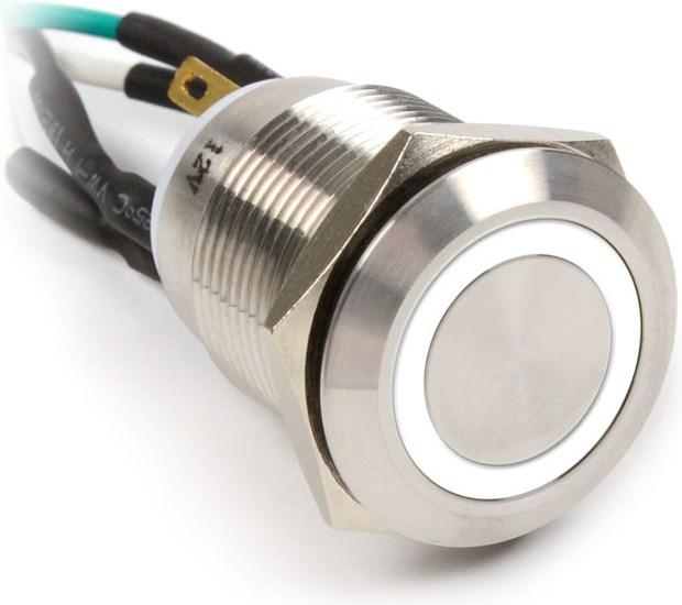 Impactics Pulsante di alimentazione Spactics per PC 19 mm, IP67 LED bianco (LAN 22 IP67 VA WH 1)