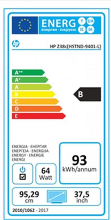 Energy Label HP Z38c (3840 x 1600 pixels, 38")