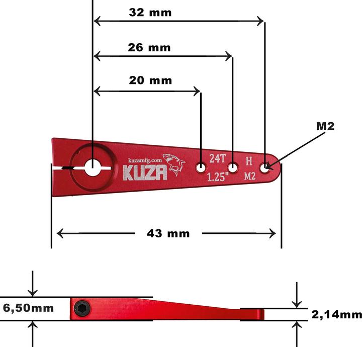 Produktbild Kuza Servohebel 1-Arm Hitec 24T 32/26/20mm 1.25" M2 Heavy Duty V2 Aluminium