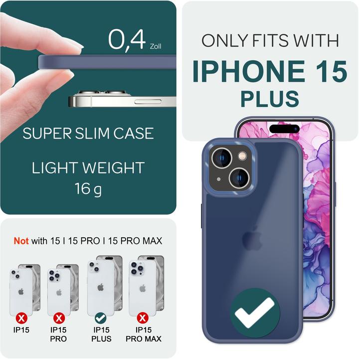 Immagine prodotto Nalia Manica ibrida opaca trasparente smerigliata (Apple iPhone 15 Plus)