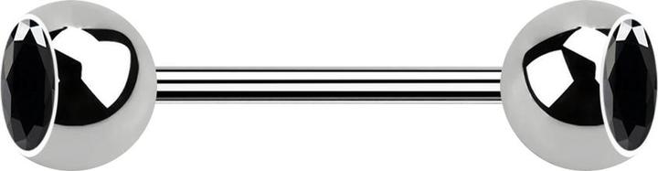 Produktbild Star Piercing Micro Barbell silber mit zwei Kugeln Kristall schwarz (ohne Messing, Titan G23)
