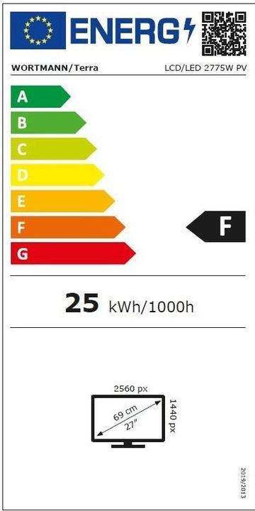 Energy Label Wortmann TERRA LCD/LED 2775W PV V3 (2560 x 1440 pixels, 27")