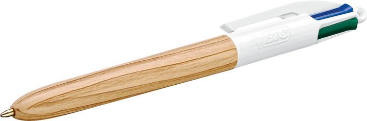 Productafbeelding Bic Intrekbare Balpen 4 Kleuren Houten Stijl (Natuur/wit, 1 x)