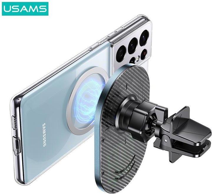 Image du produit Usams Uchwyt indukcyjny Magnetic Car Wireless Charging 15W do kratki went. szary/grey CD170DZ01 (US-
