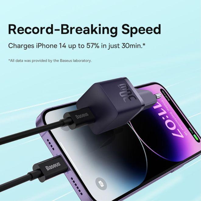 Actual product image Baseus Mini wall charger GaN5 30W (purple) (30 W)