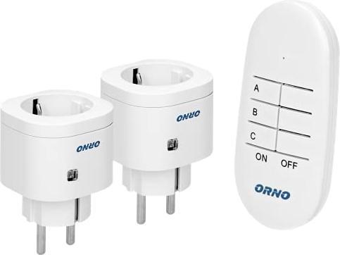 Produktbild Orno GB-439(GS) Funksteckdosenschalter set mit Fernbedienung 2+1 Reichweite im Freifeld: 30 m, Schuk