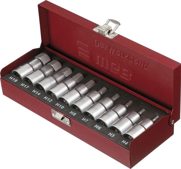 Produktbild WGB Steckschlüssel-Satz DIN3120C No. 3950 1/2" vierkant f. Innensechskant 10-tlg