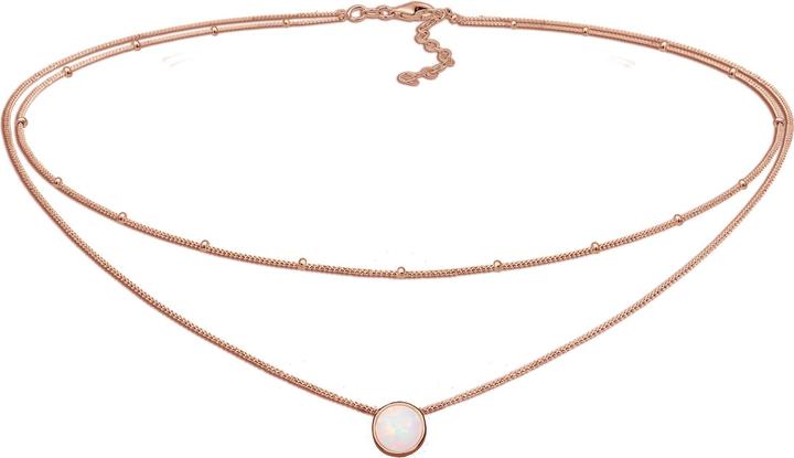 Elli Choker, Layer, Opal (Synthetischer Opal, 925 Sterling Silber vergoldet, 36 cm)