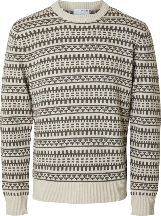 Selected Homme Gemusterter Pullover mit Rundhalsausschnitt