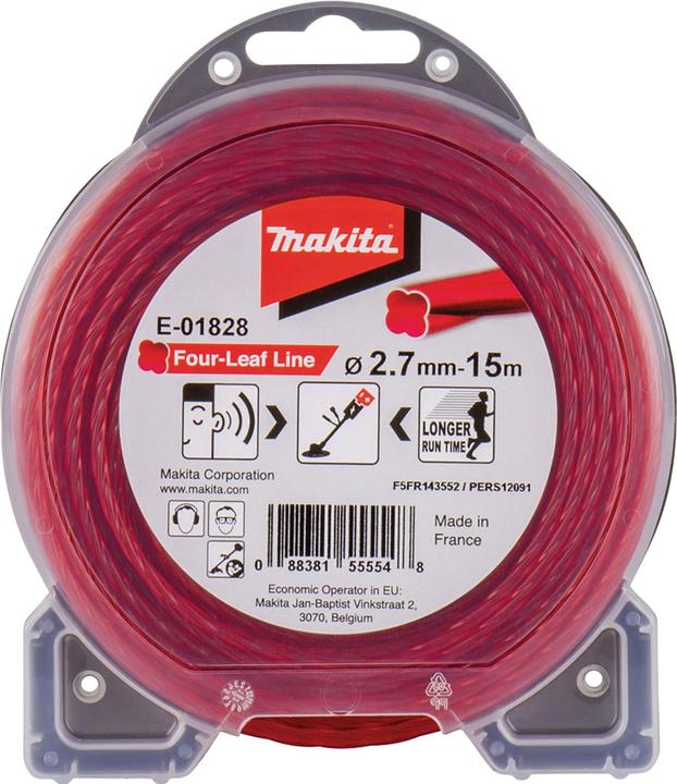 Image du produit Makita Fil de coupe Four Leaf 2,7 mm x 15 m (Tondeuse à gazon, Fil de coupe + bobine de fil)