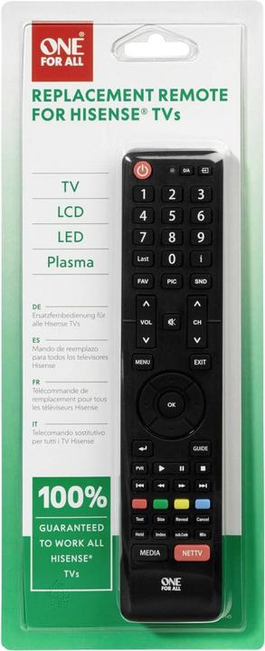 Produktbild One for All Hisense TV Ersatzfernbedienung (Universal Fernbedienung, Infrarot)