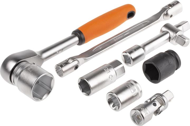 Actual product image Bahco 1/4"- und 1/2"-Steckschlüssel-Satz inklusive Ring-Maulschlüsseln/Schraubendreher-Einsätzen - 108-