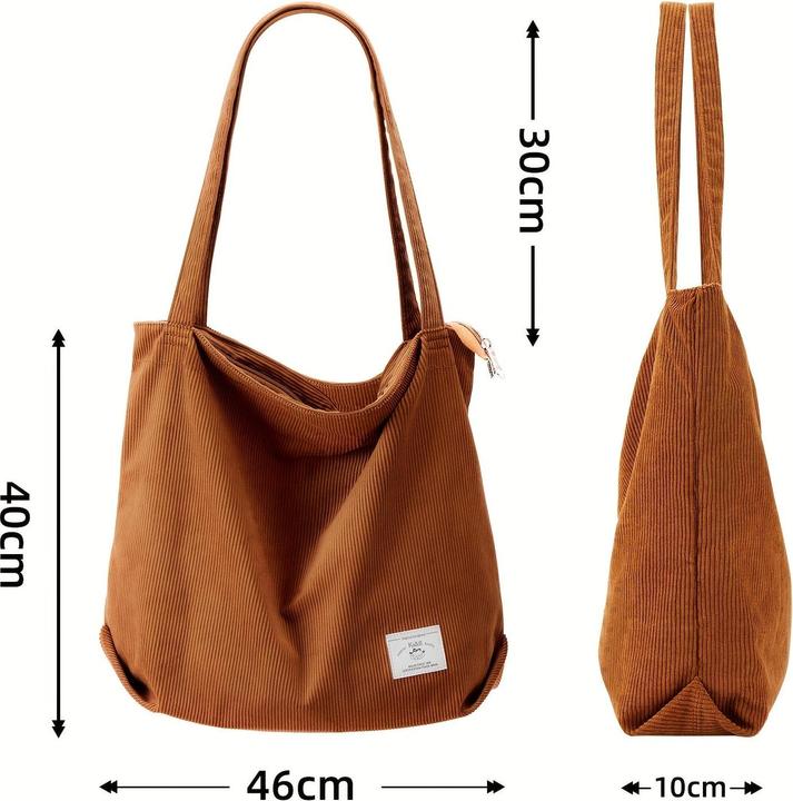 Actual product image Only-Bags.Store Corduroy shoulder bag, minimalist monochrome tote bag, all-match storage handbag