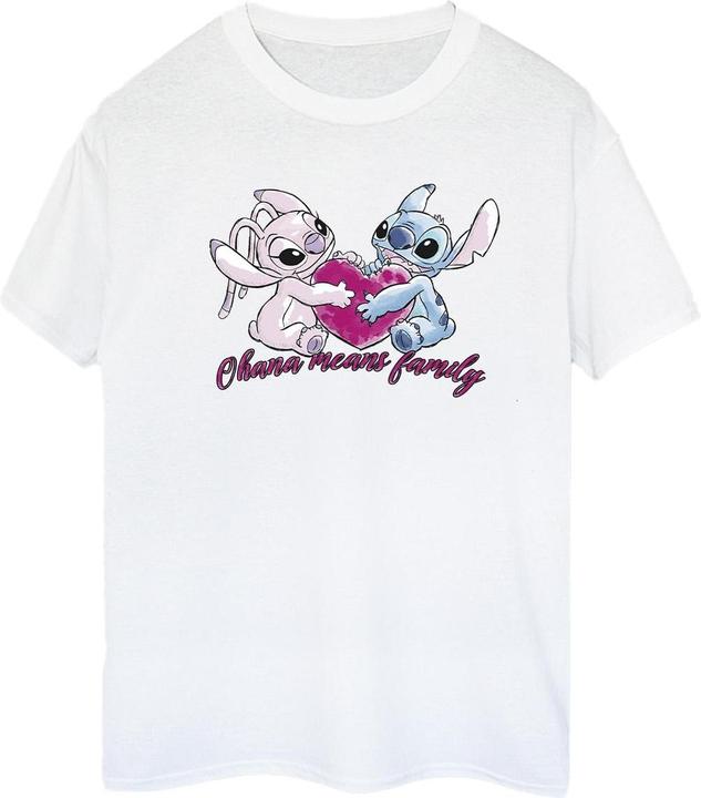 Actual product image Disney Womens/Ladies Lilo And Stitch Ohana Heart With Angel Cotton Boyfriend T-Shirt (XXL)