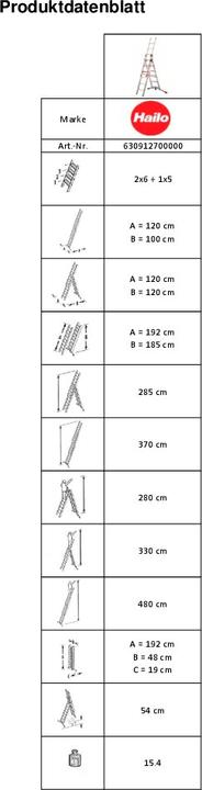 Actual product image Hailo S100 ProfiLOT | 2 x 6 + 1 x 5 rungs (Stepladder, 48 cm)