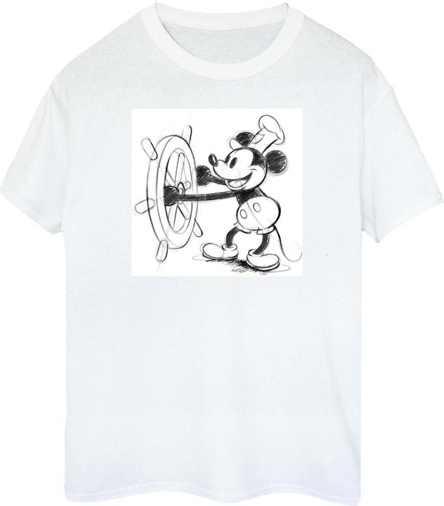 Actual product image Disney Womens/Ladies Mickey Mouse Steamboat Sketch Cotton T-Shirt (S)