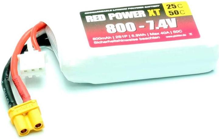 Immagine prodotto Red Power Modello Pacco batteria (LiPo) 7,4 V 800 mAh 25 C Custodia morbida XT30 (7.40 V, 800 mAh)