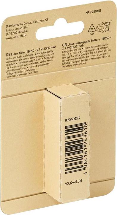 Actual product image Voltcraft Spezial-Akku 18650 (1 pcs., 18650, 2000 mAh)