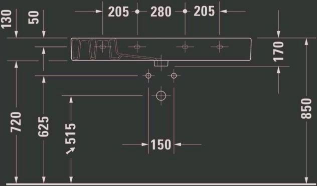 Produktbild Duravit Möbelwaschtisch VERO m ÜL HLB 1050x490mm 1 Hahnloch weiss WG (490 mm, 1050 mm)