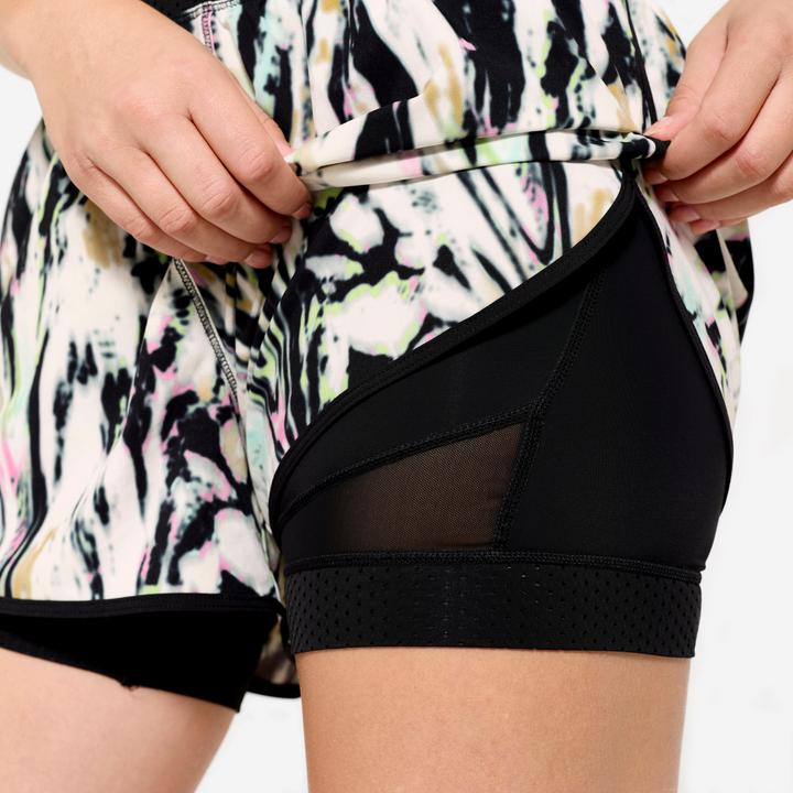 Produktbild Domyos Shorts Damen zweilagig - schwarz/weiss (L)