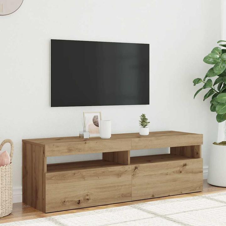 Actual product image VidaXL TV Schrank Lowboard Fernsehschrank Fernsehtisch mit LED Artisan-Eiche (120 x 35 x 40 cm)