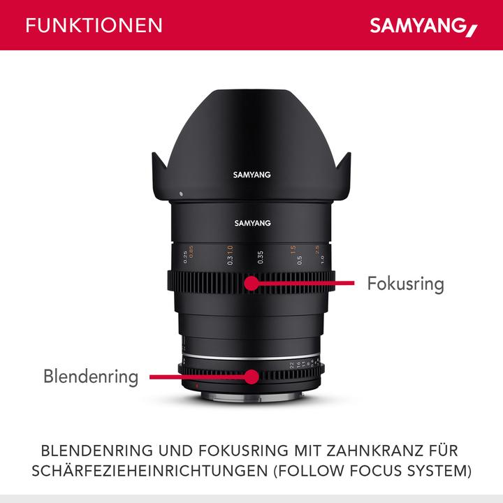 Produktbild Samyang MF 24mm T1,5 VDSLR MK2 Canon EF (Canon EF, Vollformat, APS-C / DX, Micro Four Thirds)