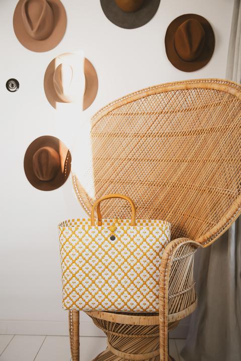 Produktbild Handed by Motif Bag Shopper L mustard with white pattern