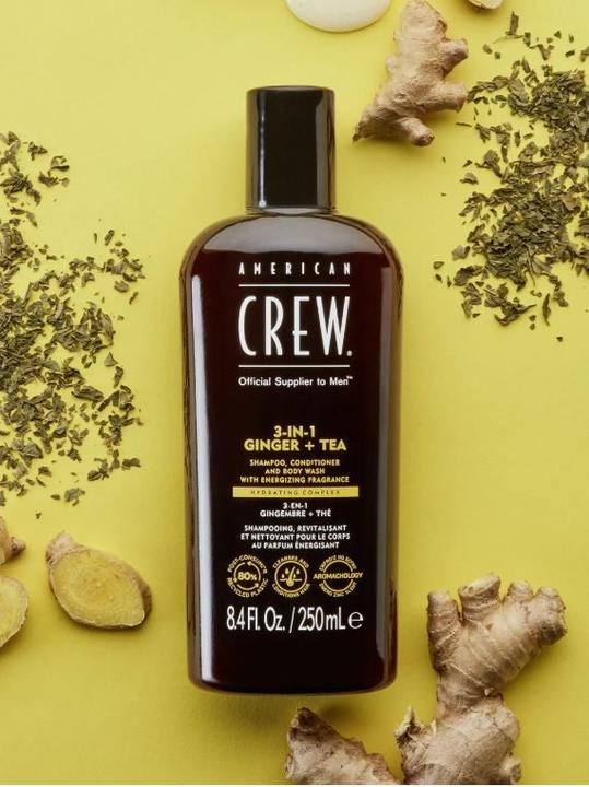Produktbild American Crew 3-in-1 Ginger & Tea Shampoo, Conditioner & Body Wash (450 ml, Flüssiges Shampoo)