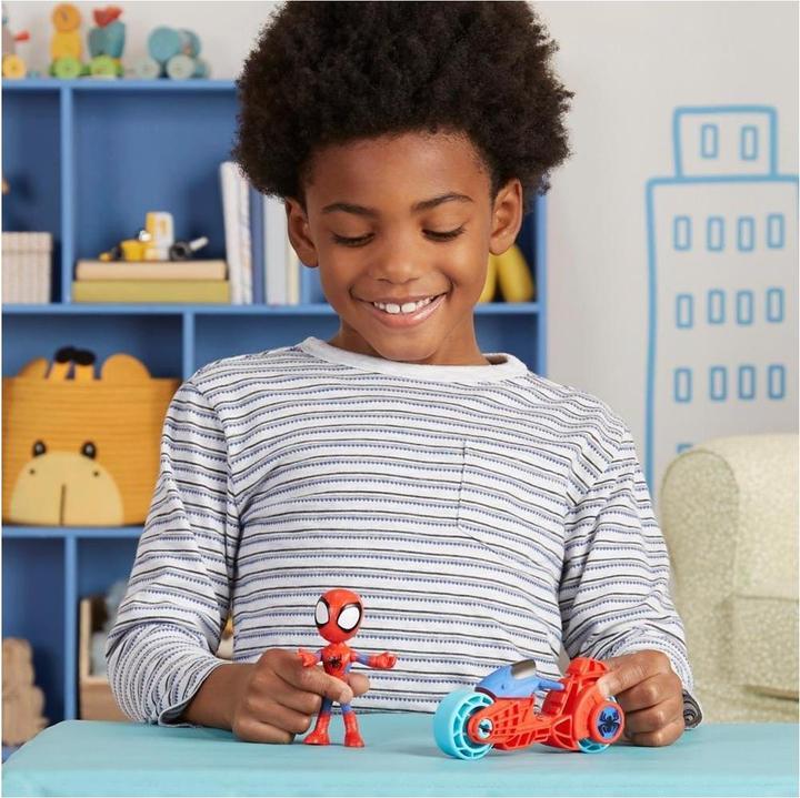 Produktbild Hasbro Spidey and His Amazing Friends Spidey Figur mit Motorrad, Spielzeug für Jungs und Mädchen ab
