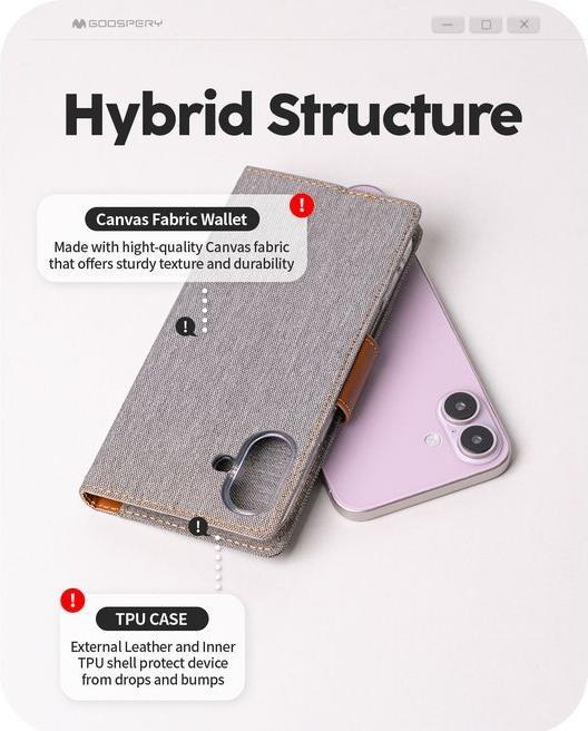 Actual product image Goospery Canvas Diary Series (Apple iPhone 16 Pro Max)