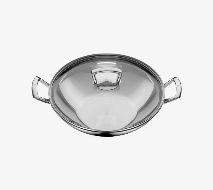 Produktbild WMF Wok Wokpfanne 36cm mit Glasdeckel Induktion Edelstahl (36 cm, Wok Pfanne, Edelstahl)