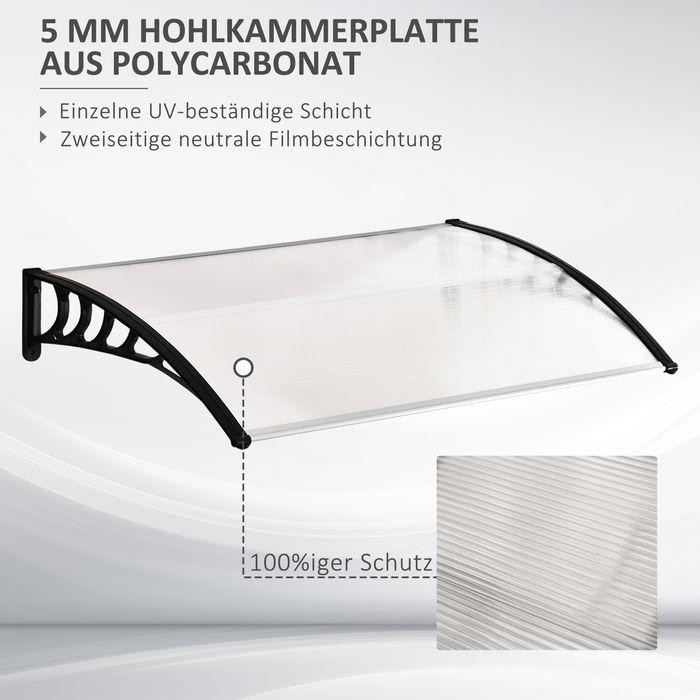 Actual product image Swisshandel24 Vordach für Haustür Überdachung 89 x 122 cm Haustürdach aus Polycarbonat, Weiss