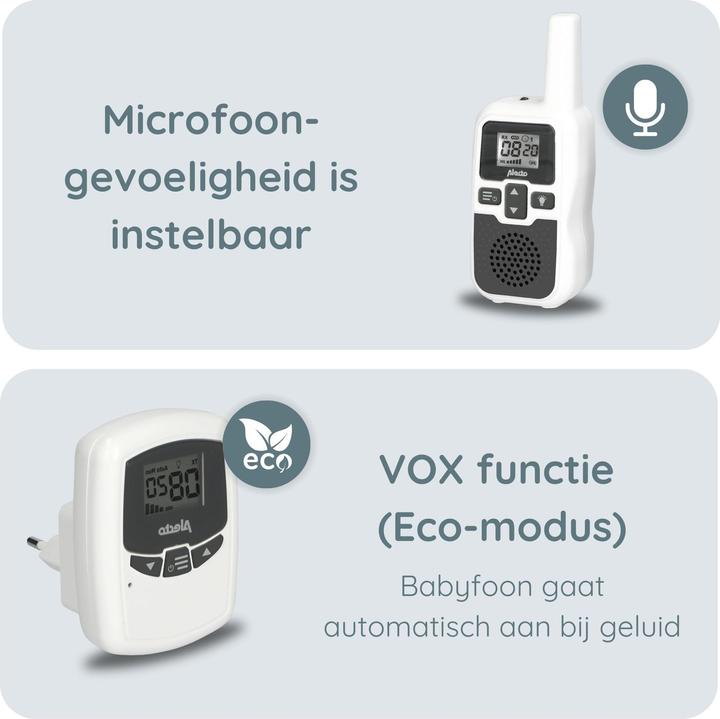 Image du produit Alecto Baby DBX-80 - Babyphone avec portée jusqu'à 3.000 mètres, blanc/anthracite (Babyphone Audio, 3000 m)
