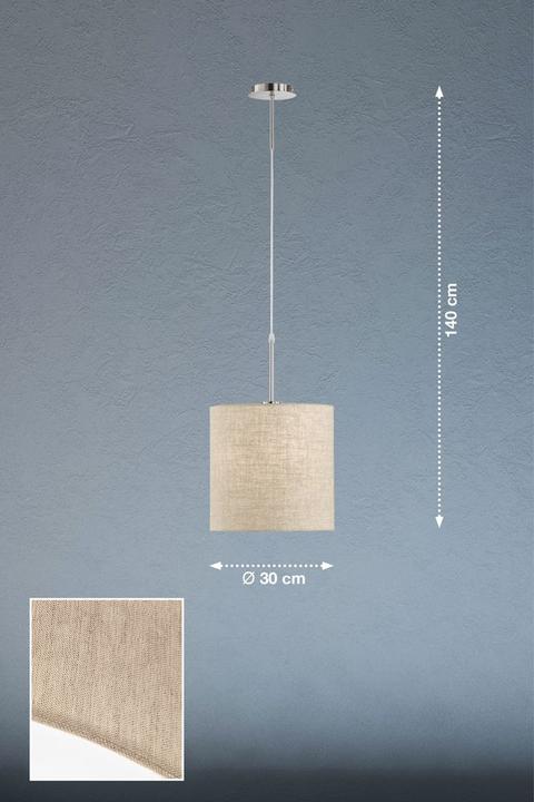 Produktbild Fischer & Honsel Honsel Marie Pendelleuchte E27 Leinen-Stoffschirm sandfarbe nickel 60009 (E27)