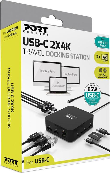 Actual product image Port Designs Docking Type C Travel 2 X (USB-C, 2 Ports)