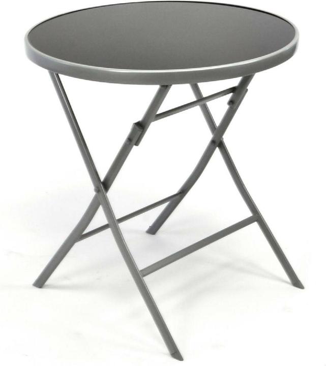 Produktbild VCM Bistrotisch mit Glasplatte klappbar Terrassentisch Glastisch silber Ø 70cm Stahl (70 cm)