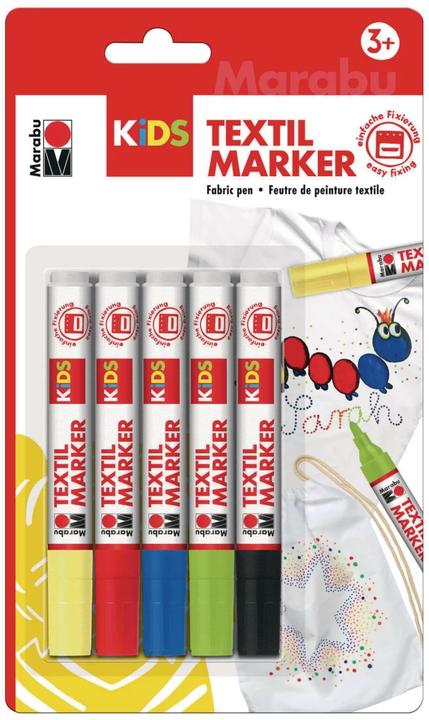Produktbild Marabu Textilstift KiDS (Grün, Gelb, Schwarz, Rot, Blau, Violett, 3 mm, 5 x)