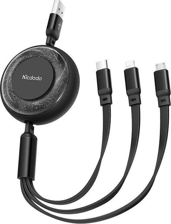 Produktbild Mcdodo 3-in-1 USB-C to USB-C / Lightning / Micro USB cable, CA-3730, 1.2m (black) (1.20 m, 60 W)